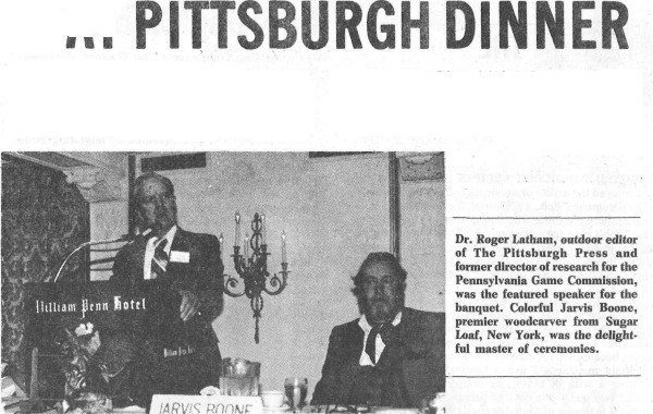 Dr. Roger Latham, festured speaker at RGS' first Sportsmen's Banquet, Pittsburgh, PA